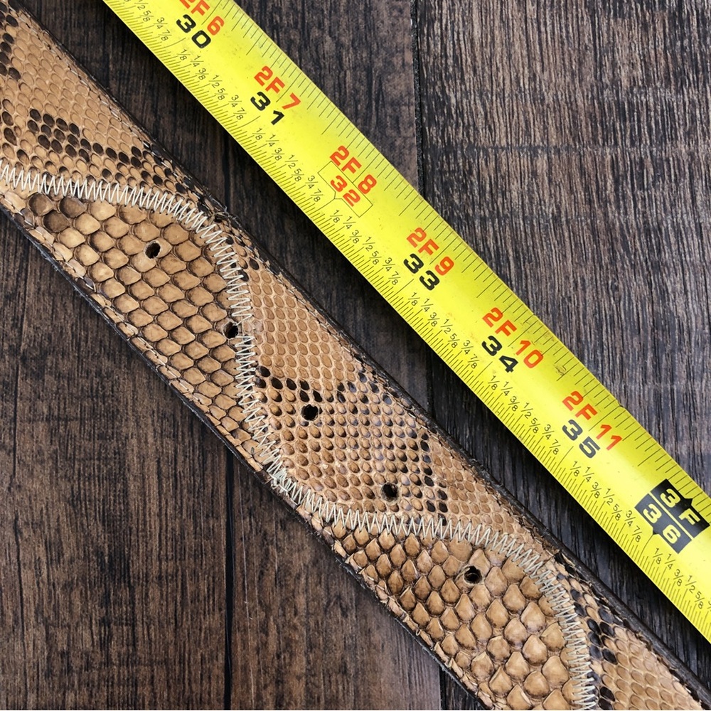 Boot Country VTG Snakeskin Leather Western Belt Large Oval Buckle Size 32 Tan - Picture 13 of 16